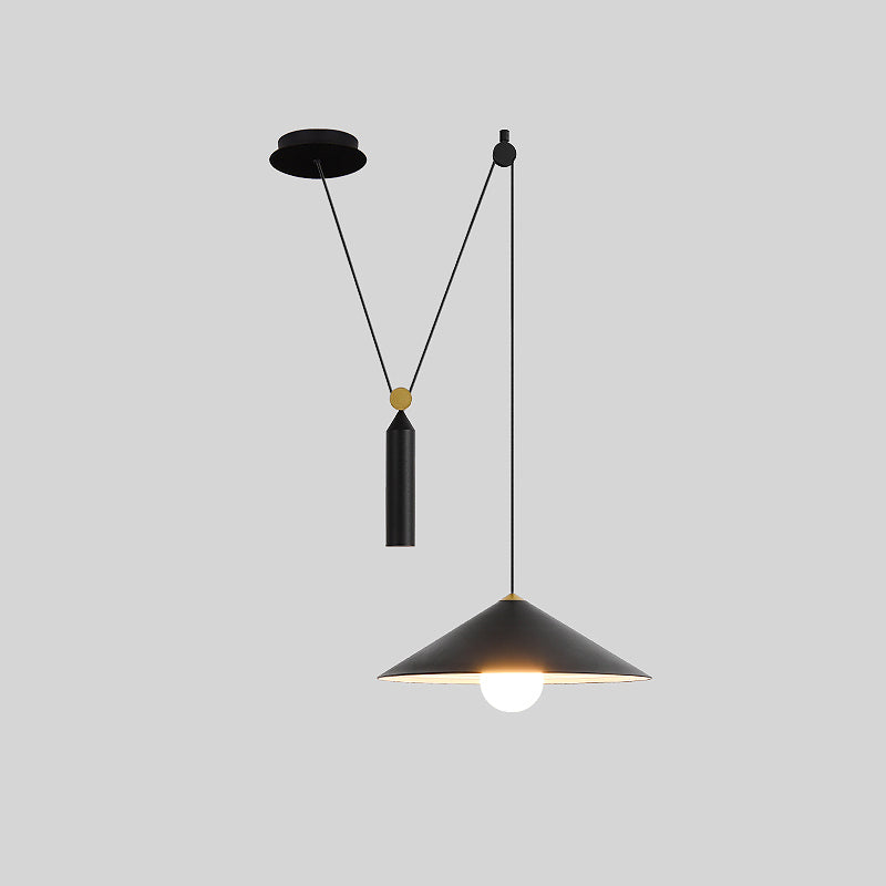 Cone Counterweight Pulley Swag Pendant Lamp - Adjustable Lighting Fixture for Home Decor & Dining Areas