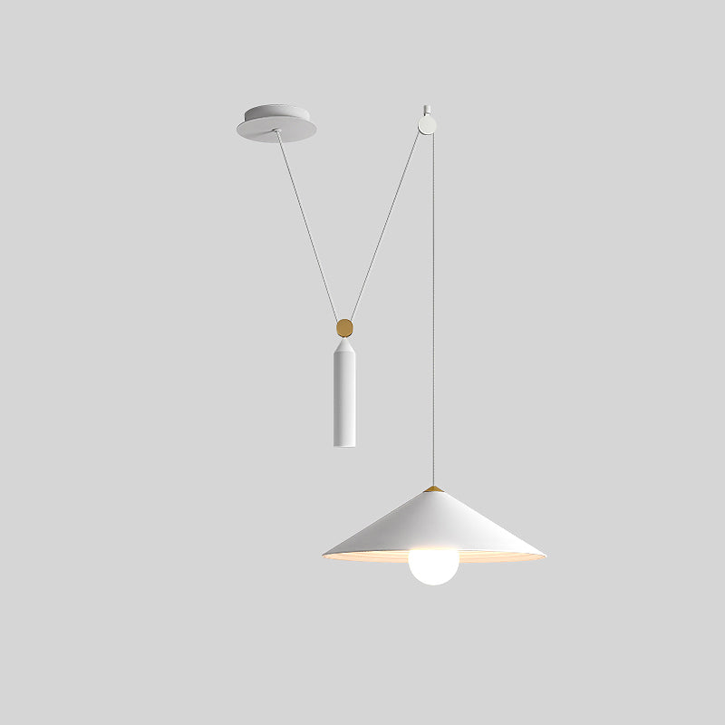 Cone Counterweight Pulley Swag Pendant Lamp - Adjustable Lighting Fixture for Home Decor & Dining Areas