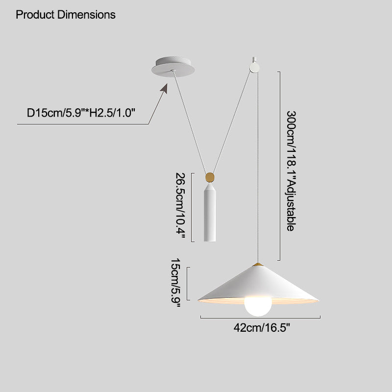Cone Counterweight Pulley Swag Pendant Lamp - Adjustable Lighting Fixture for Home Decor & Dining Areas
