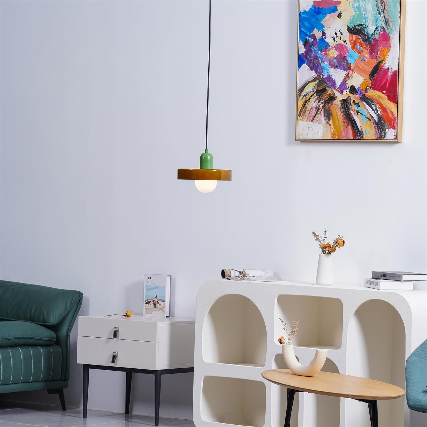 Disc Orb Pendant Light Fixture - Modern Hanging Ceiling Lamp for Dining Room & Living Room