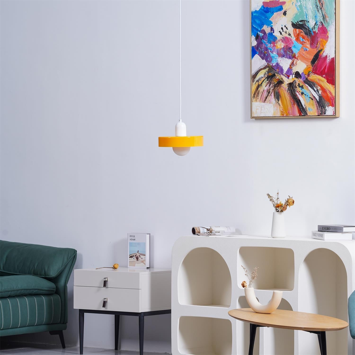 Disc Orb Pendant Light Fixture - Modern Hanging Ceiling Lamp for Dining Room & Living Room