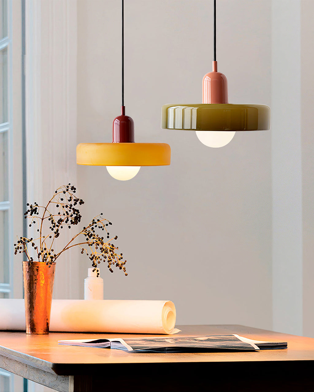 Disc Orb Pendant Light Fixture - Modern Hanging Ceiling Lamp for Dining Room & Living Room