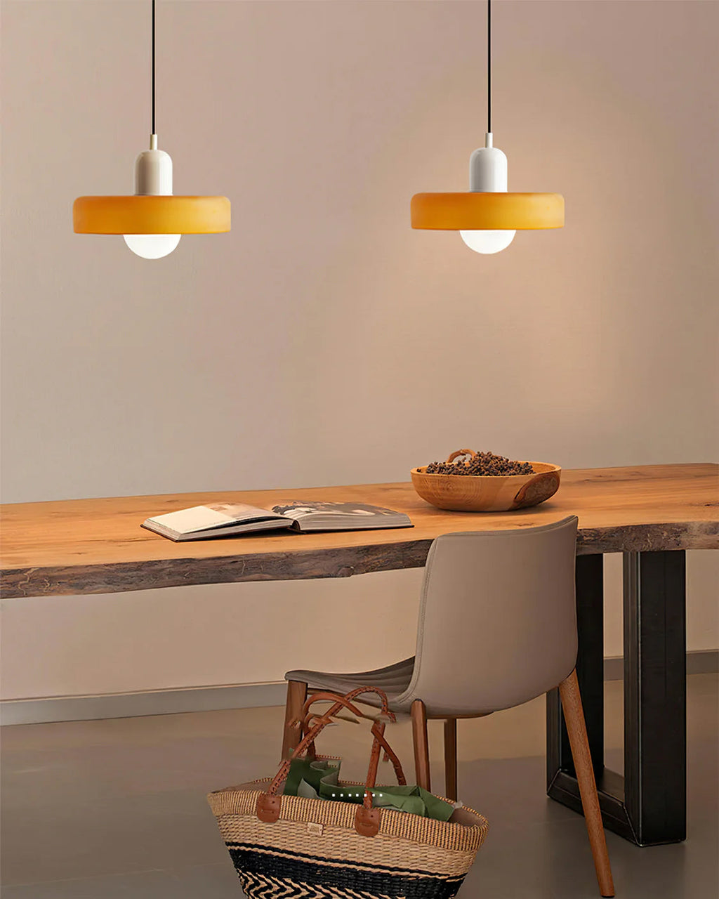 Disc Orb Pendant Light Fixture - Modern Hanging Ceiling Lamp for Dining Room & Living Room