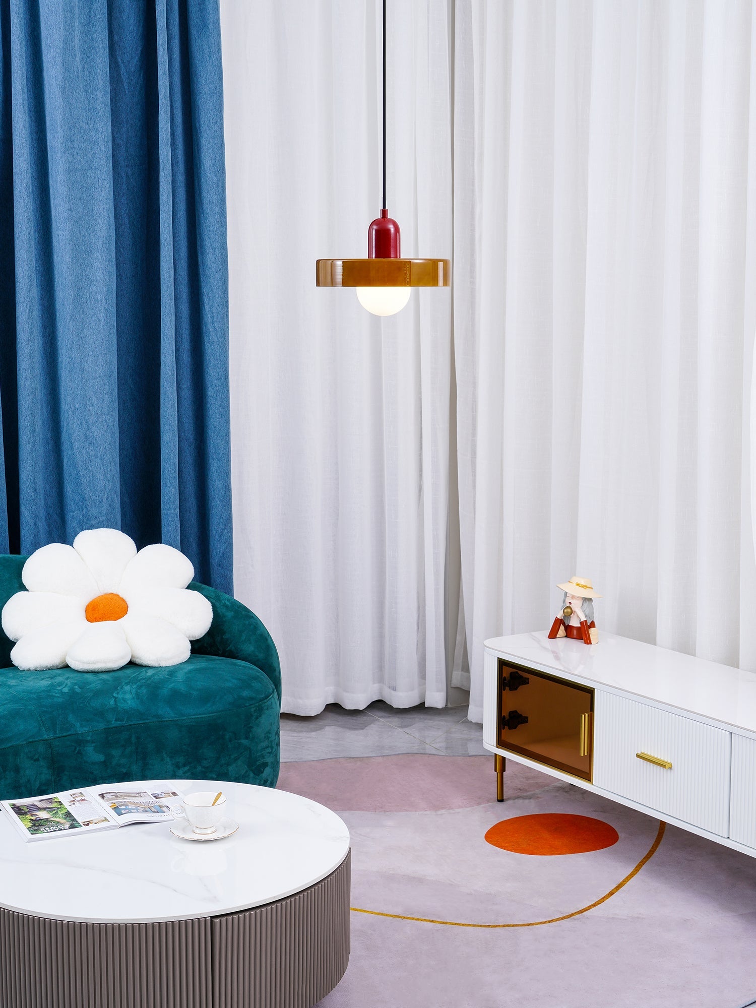 Disc Orb Pendant Light Fixture - Modern Hanging Ceiling Lamp for Dining Room & Living Room