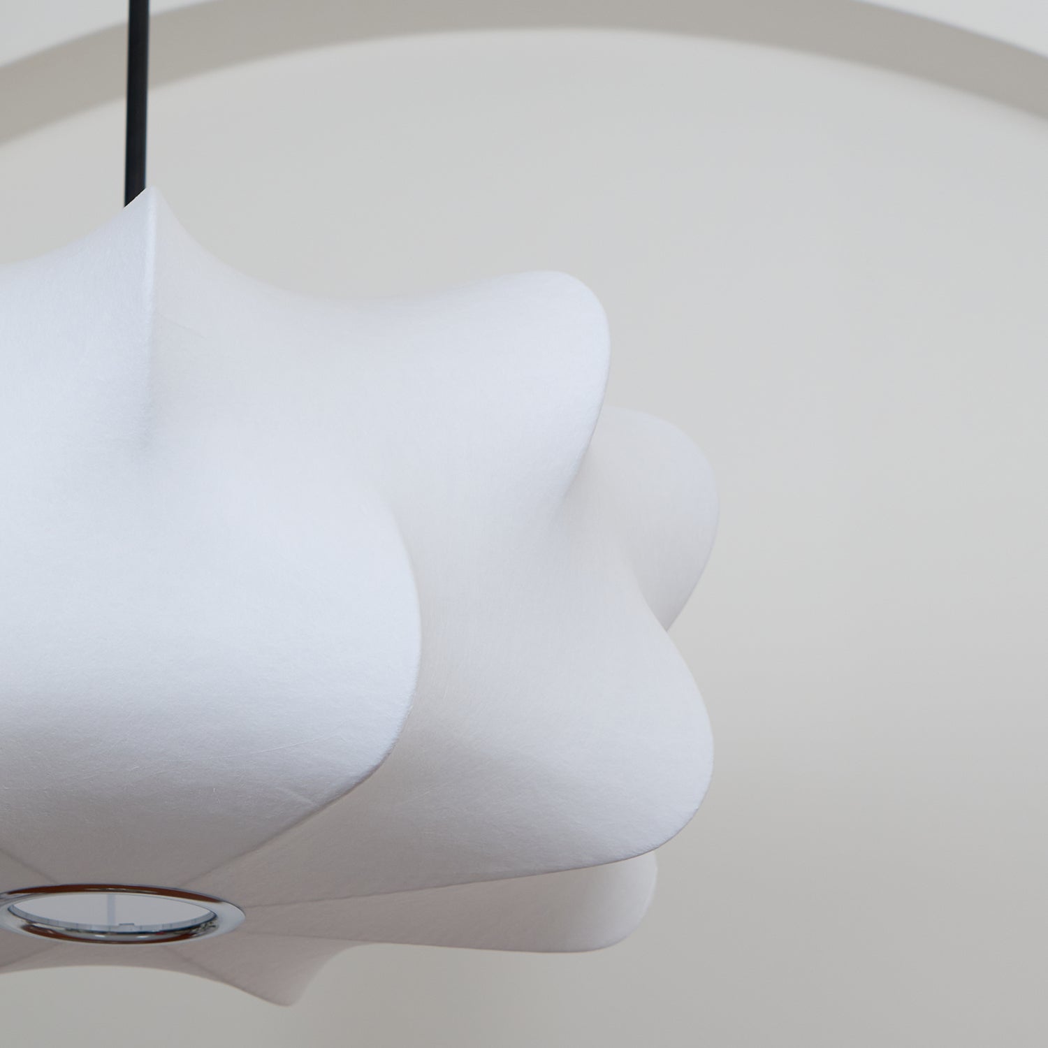 Cocoon-Style Pendant Light | Silk & Iron, Adjustable Height for Dining Room & Living Room