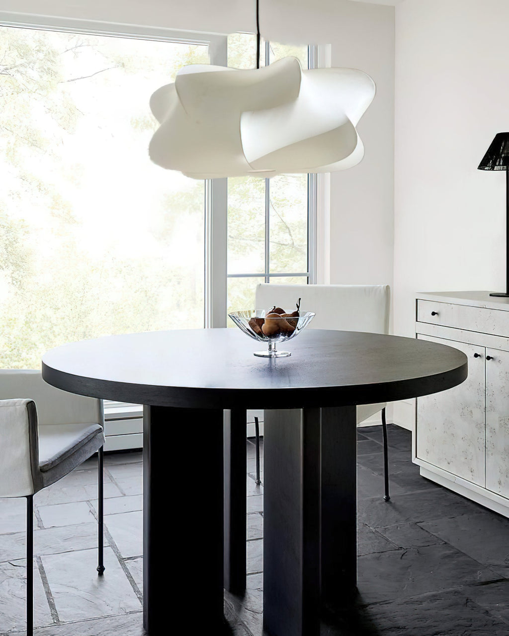 Cocoon-Style Pendant Light | Silk & Iron, Adjustable Height for Dining Room & Living Room