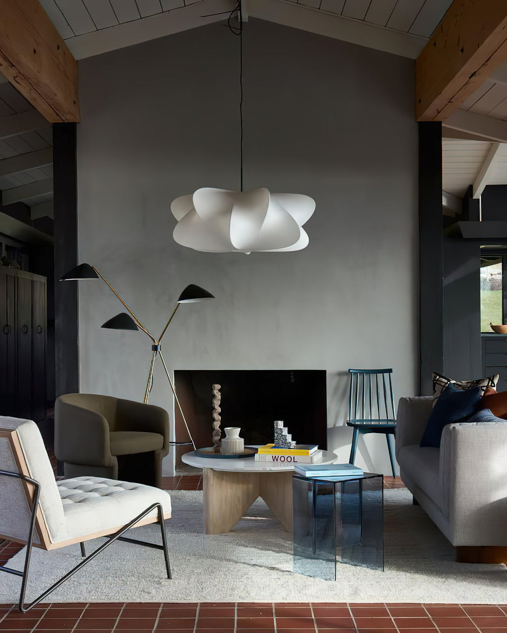 Cocoon-Style Pendant Light | Silk & Iron, Adjustable Height for Dining Room & Living Room