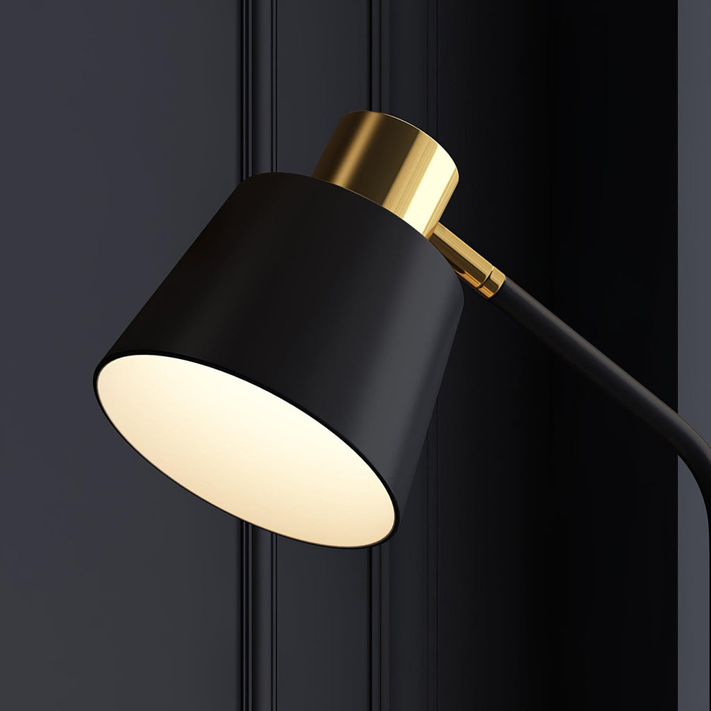 Mid-Century Modern Floor Lamp | Adjustable Shade, Gold Base & Ideal for Small Spaces