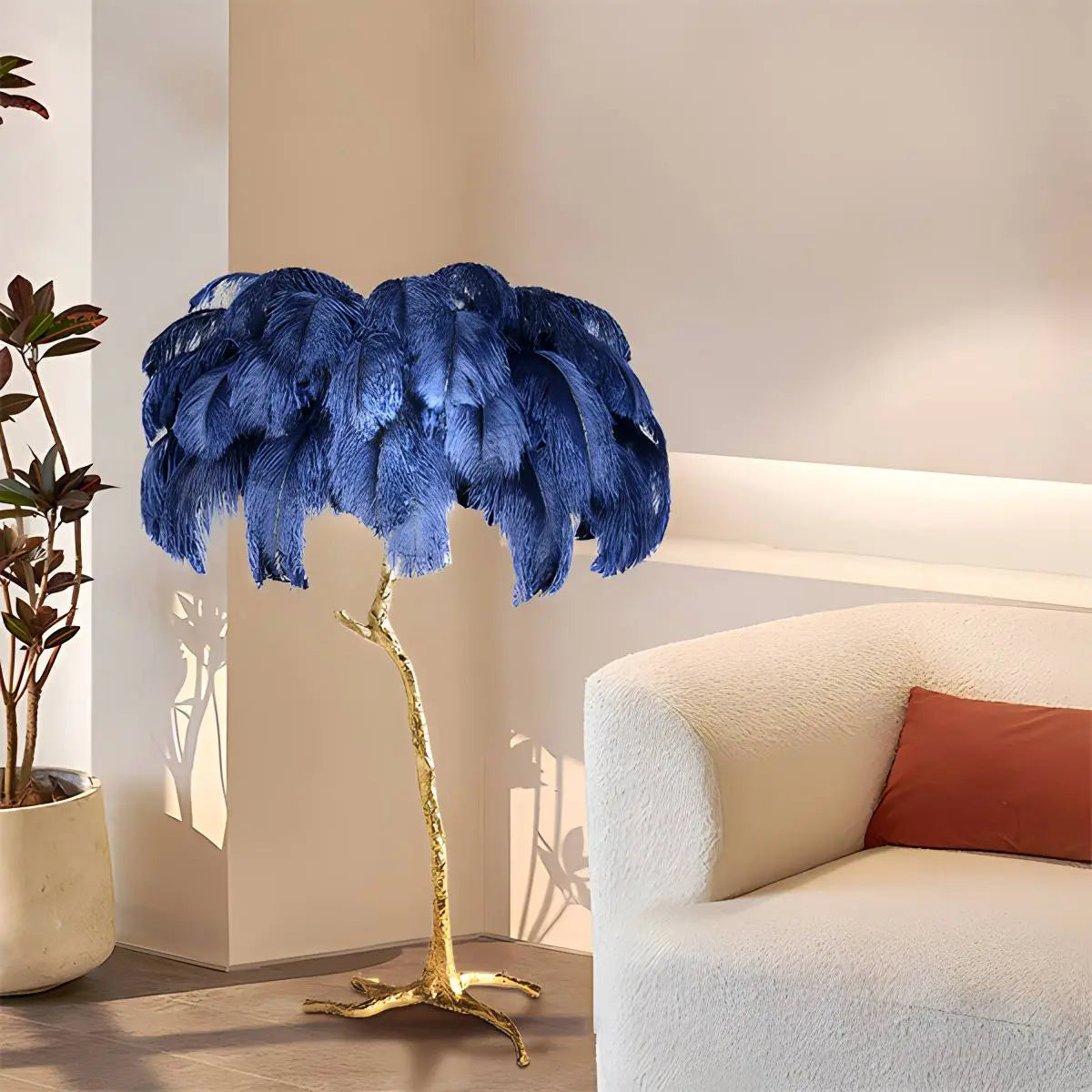 LED Floor Lamp with Feather Palm Design for Living Room & Tropical Decor