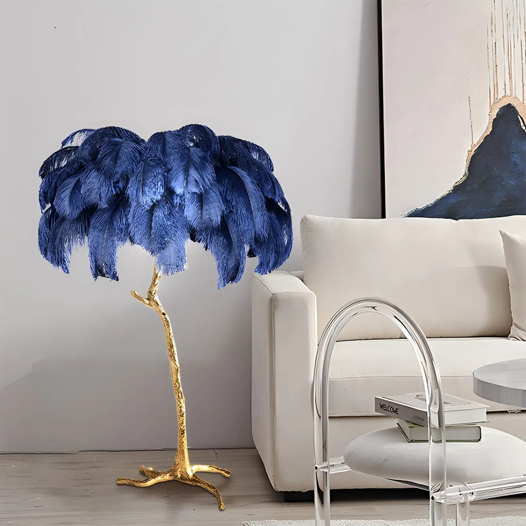LED Floor Lamp with Feather Palm Design for Living Room & Tropical Decor