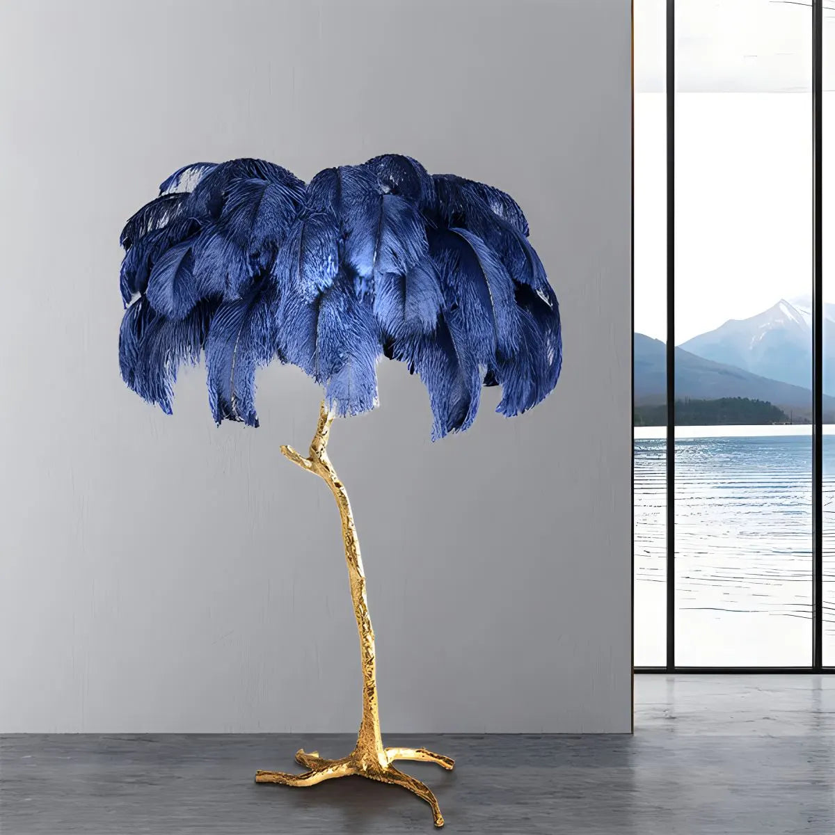 LED Floor Lamp with Feather Palm Design for Living Room & Tropical Decor
