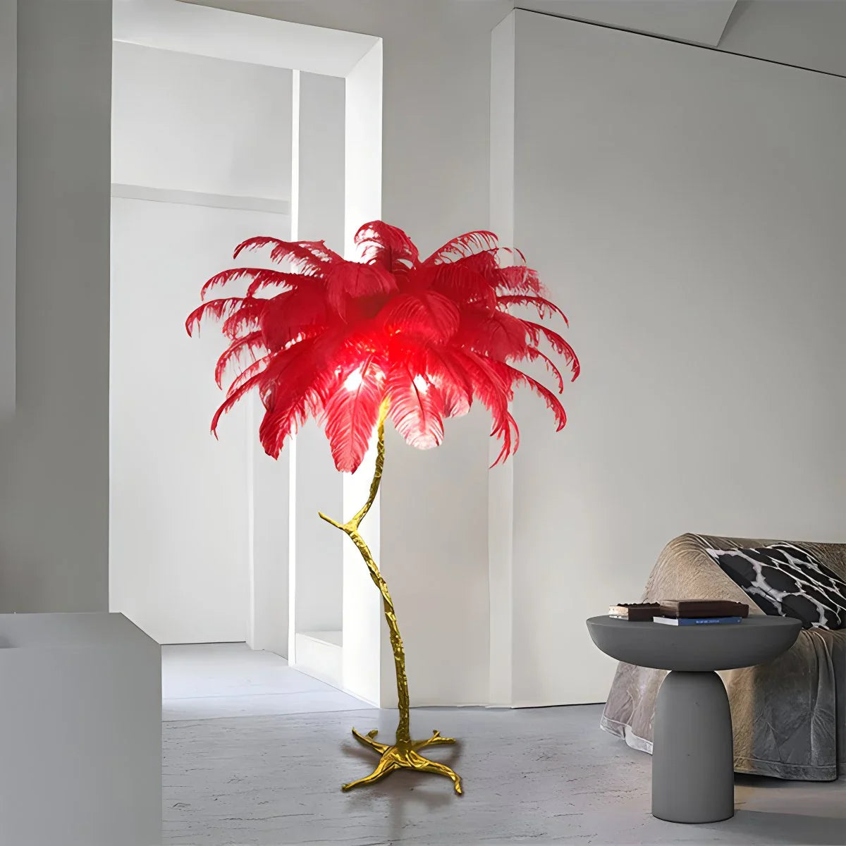 LED Floor Lamp with Feather Palm Design for Living Room & Tropical Decor
