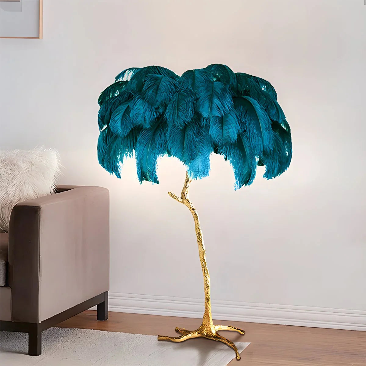LED Floor Lamp with Feather Palm Design for Living Room & Tropical Decor