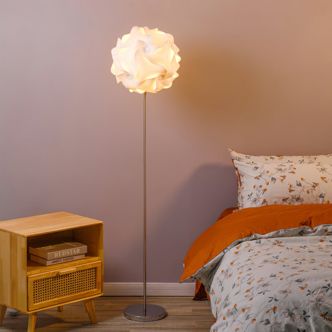 LED Flower Floor Lamp with Adjustable Height and Colorful Petals for Living Room & Bedroom Decor
