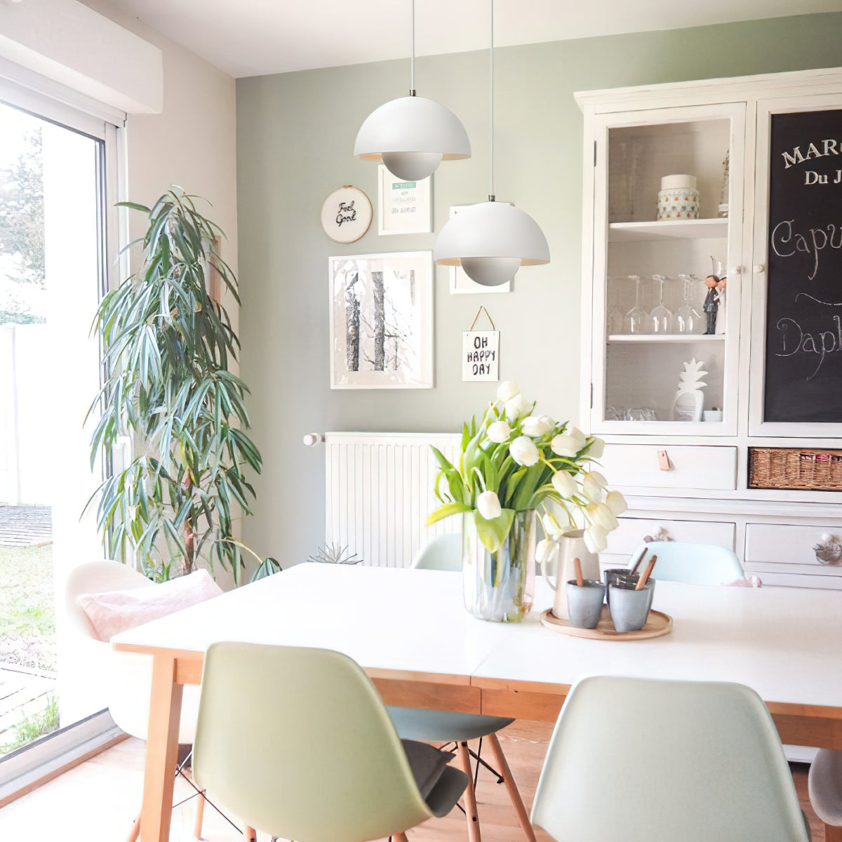 LED Flowerpot Pendant Light Fixture - Modern Hanging Lamp for Kitchen, Dining Room & Living Room Decor