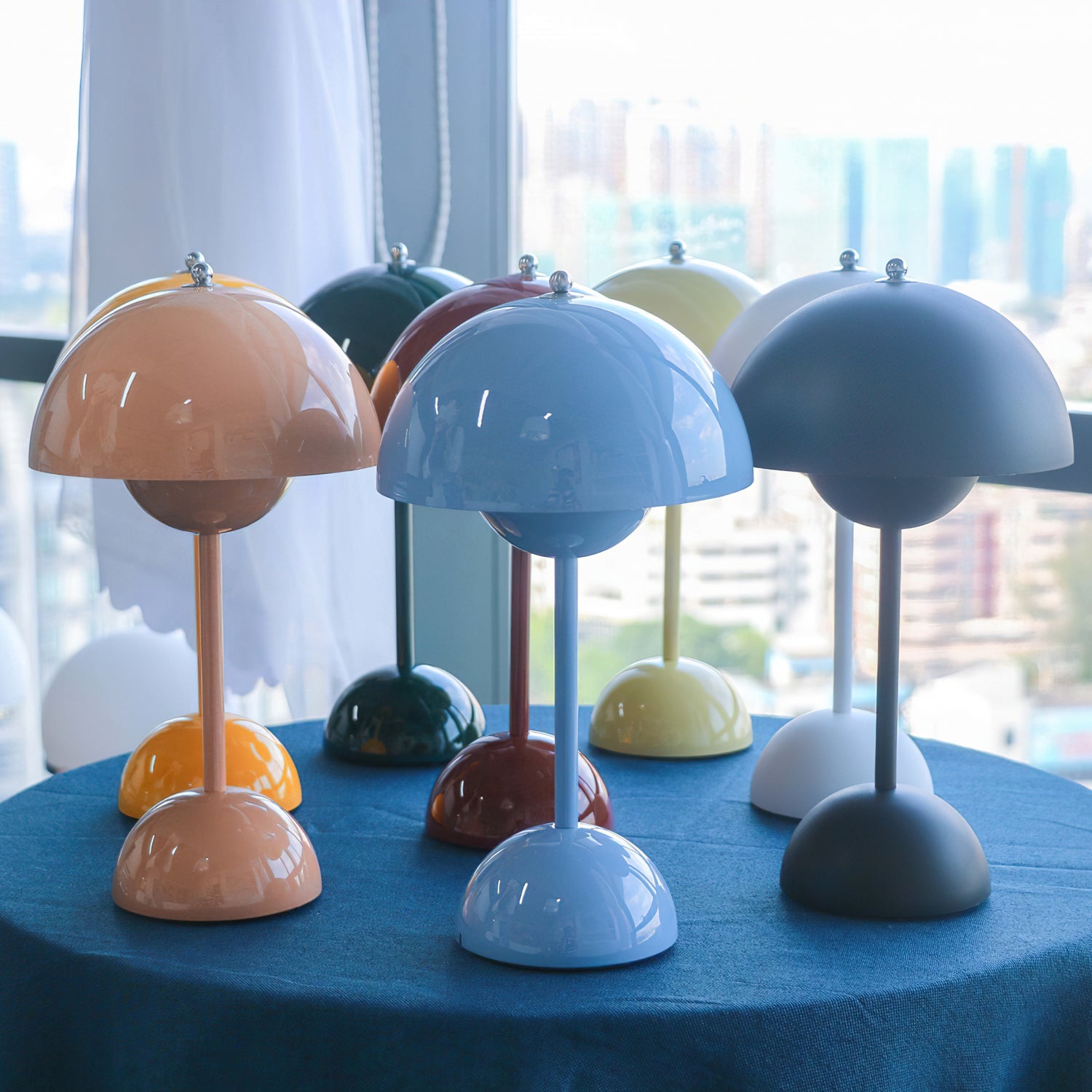 Flowerpot Portable Table Lamp with Adjustable Brightness for Bedroom, Living Room & Office Use