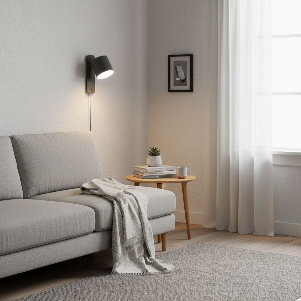 Rotatable Cylinder Plug-in Wall Lamp | 350-Degree Adjustable, Minimalist Design for Modern Indoor Spaces