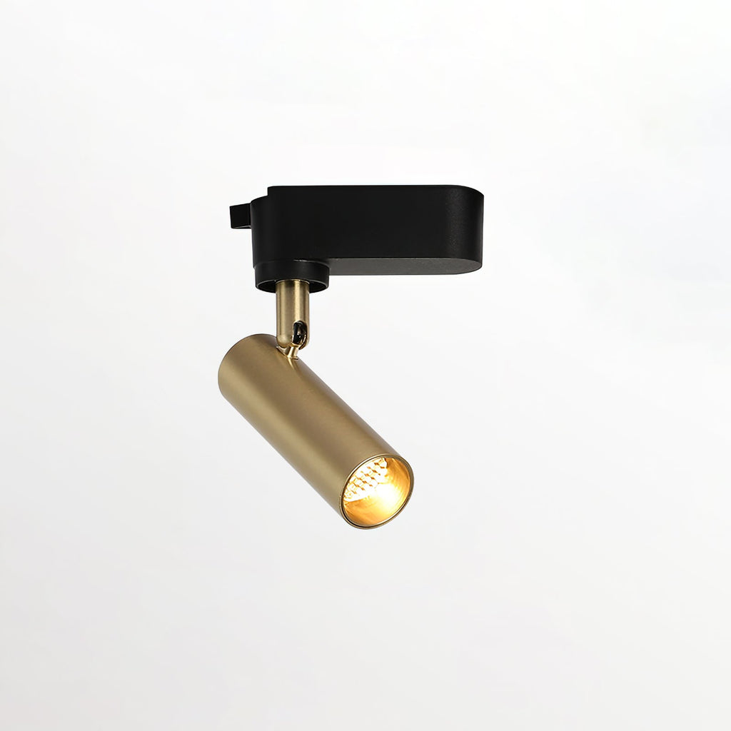 Gilded Rail Track Light | Sleek Gunmetal Black with Golden Cylindrical Heads for Indoor Modern & Industrial Decor