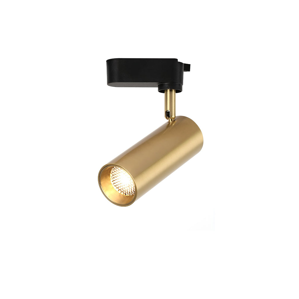 Gilded Rail Track Light | Sleek Gunmetal Black with Golden Cylindrical Heads for Indoor Modern & Industrial Decor