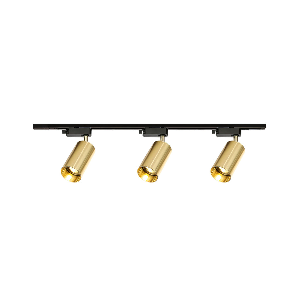 Gilded Rail Track Light | Sleek Gunmetal Black with Golden Cylindrical Heads for Indoor Modern & Industrial Decor