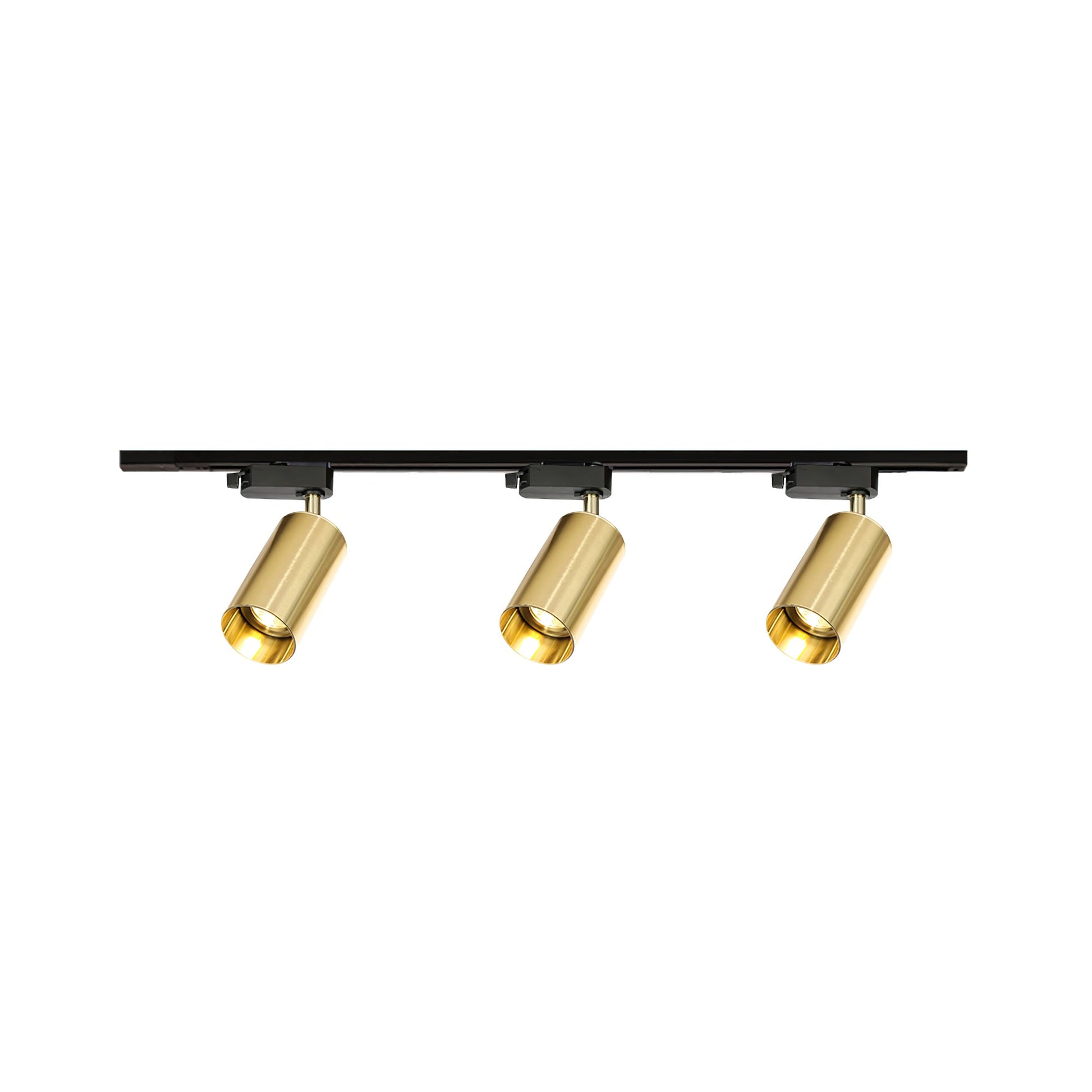Gilded Rail Track Light | Sleek Gunmetal Black with Golden Cylindrical Heads for Indoor Modern & Industrial Decor