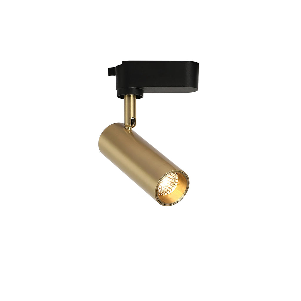 Gilded Rail Track Light | Sleek Gunmetal Black with Golden Cylindrical Heads for Indoor Modern & Industrial Decor