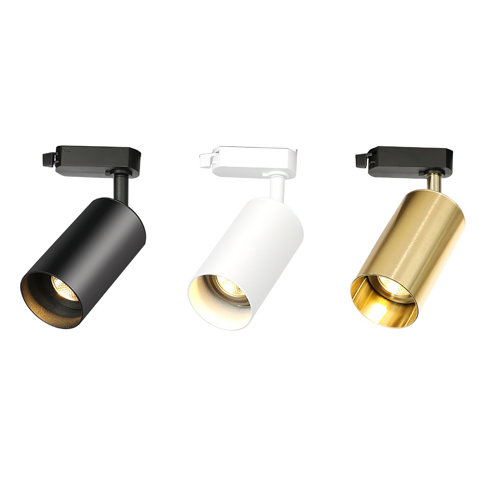 Gilded Rail Track Light | Sleek Gunmetal Black with Golden Cylindrical Heads for Indoor Modern & Industrial Decor