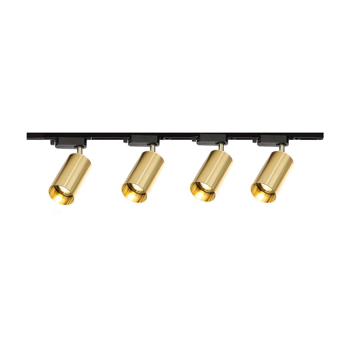 Gilded Rail Track Light | Sleek Gunmetal Black with Golden Cylindrical Heads for Indoor Modern & Industrial Decor