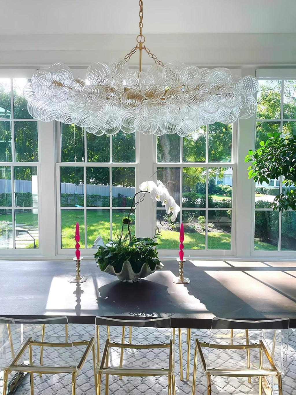 Glass Ball Bubbles Chandelier | Customizable Sizes, Gold Finish & Ideal for Living Room or Dining Area