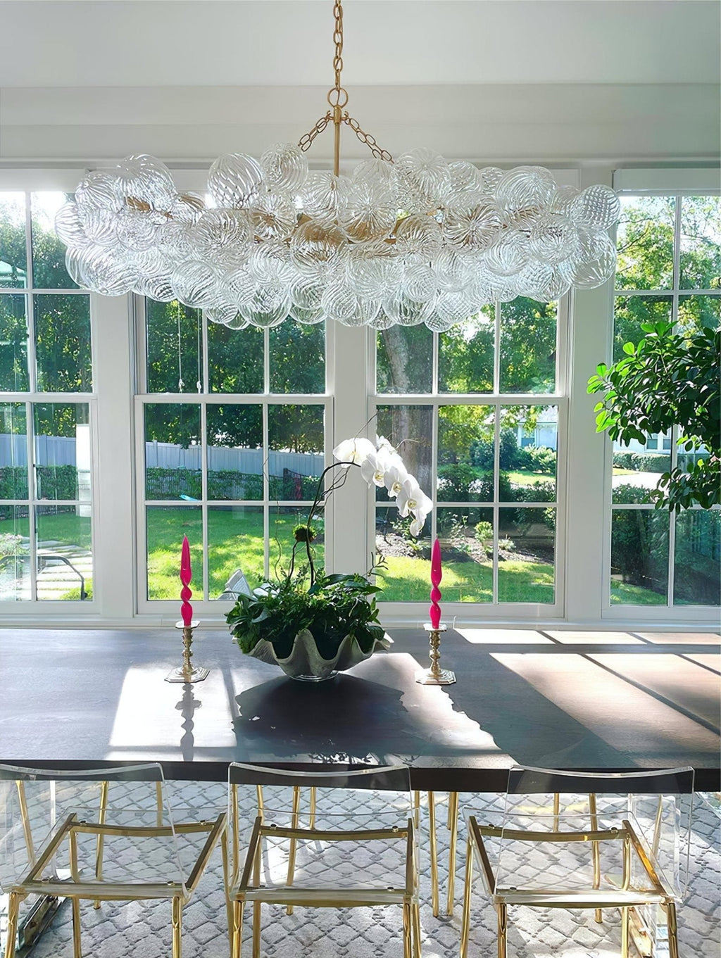 Glass Ball Bubbles Chandelier | Customizable Sizes, Gold Finish & Ideal for Living Room or Dining Area