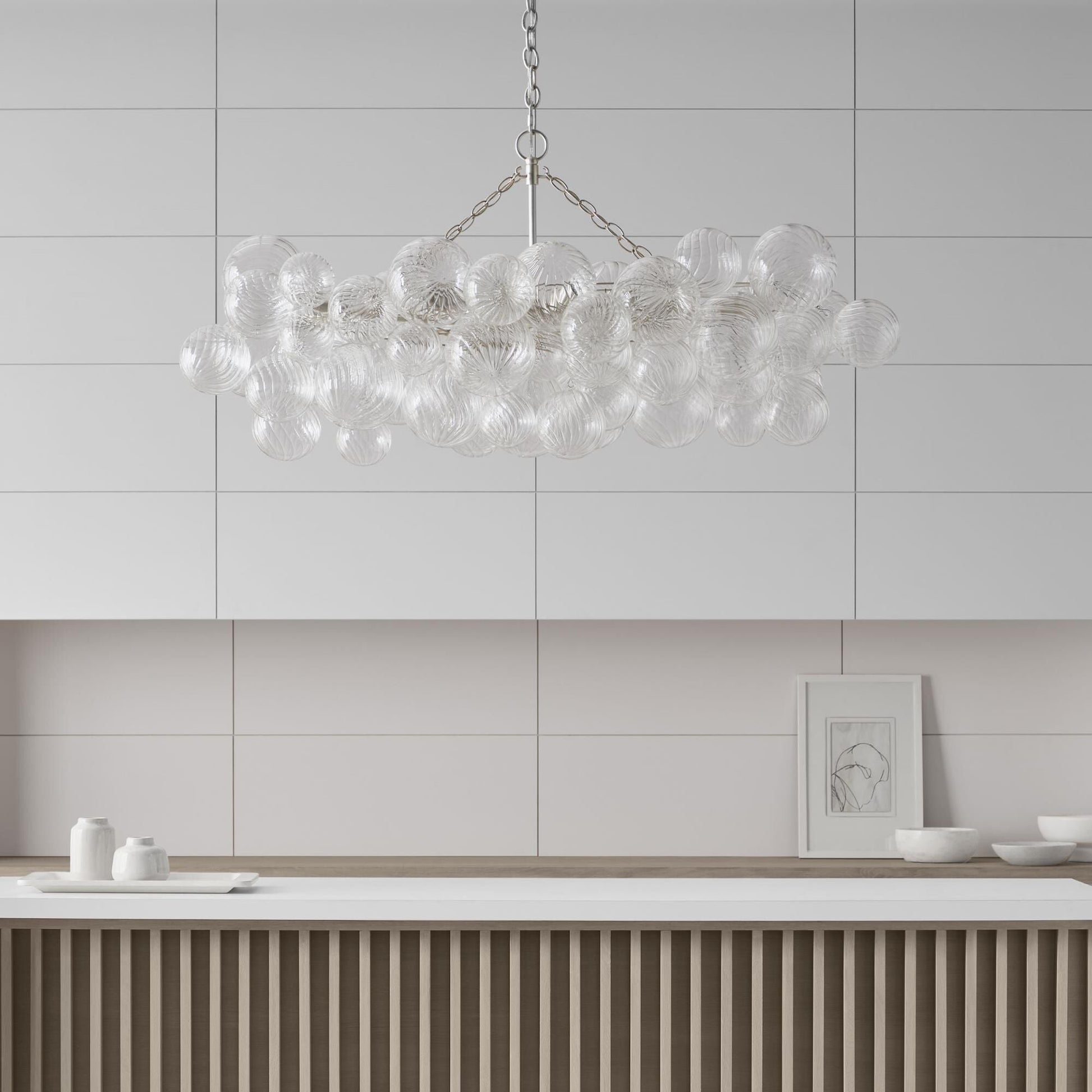 Glass Ball Bubbles Chandelier | Customizable Sizes, Gold Finish & Ideal for Living Room or Dining Area