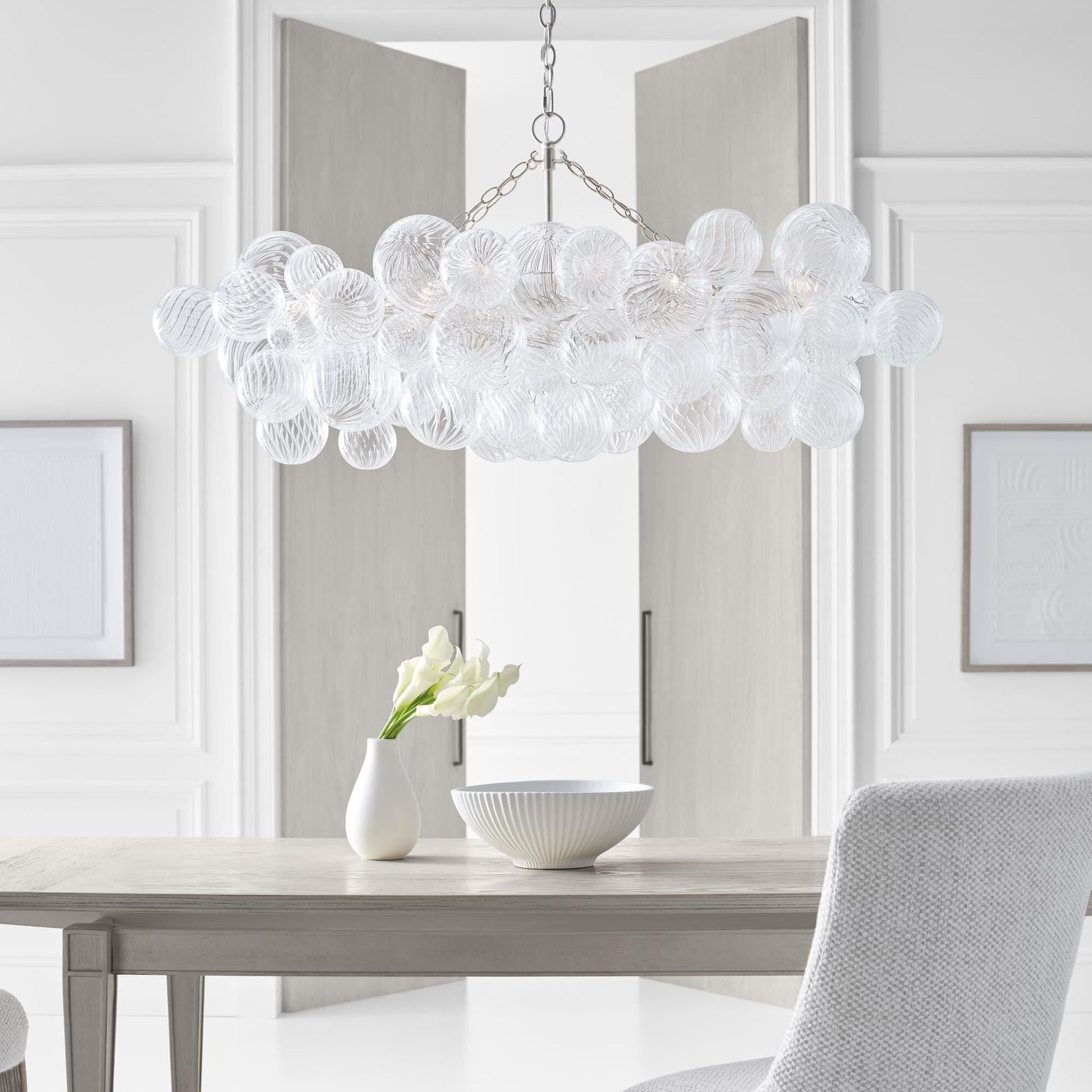 Glass Ball Bubbles Chandelier | Customizable Sizes, Gold Finish & Ideal for Living Room or Dining Area