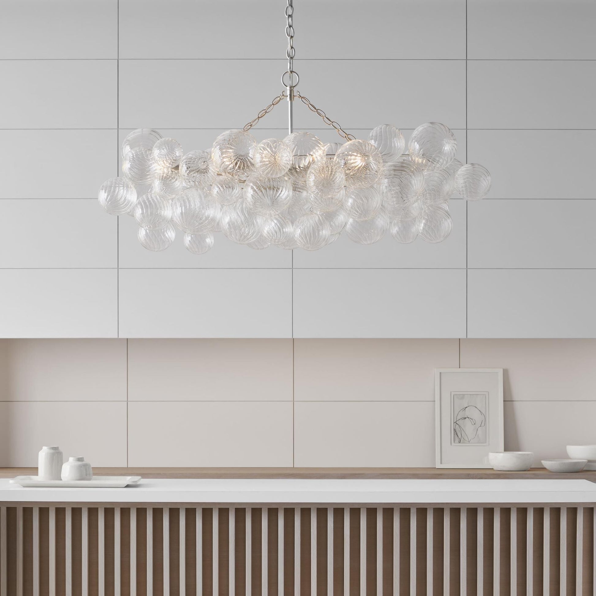 Glass Ball Bubbles Chandelier | Customizable Sizes, Gold Finish & Ideal for Living Room or Dining Area