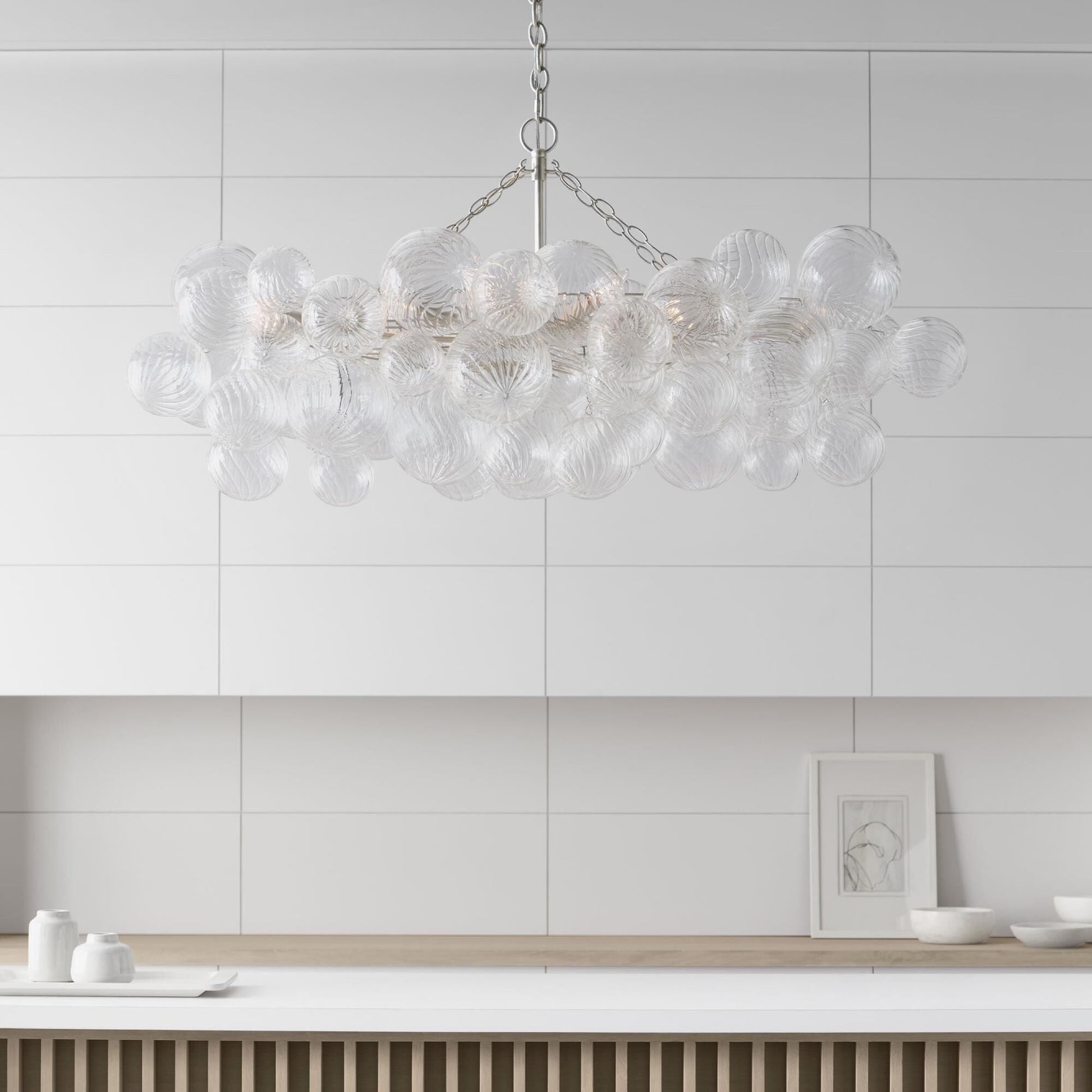 Glass Ball Bubbles Chandelier | Customizable Sizes, Gold Finish & Ideal for Living Room or Dining Area