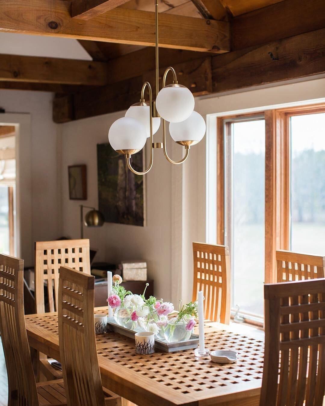 Gooseneck Chandelier | Wrought Iron & Glass, Damp-Rated for Indoor Use in Contemporary or Mid-Century Modern Spaces