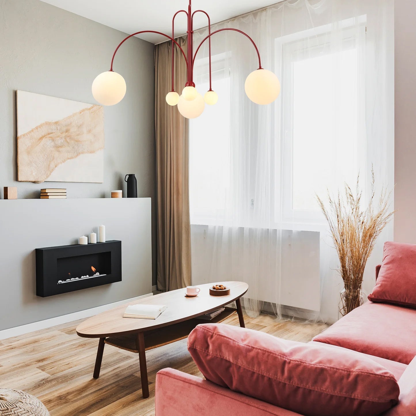 Modern LED Pendant Light | 6 Heads, Metal & Glass Design for Contemporary Indoor Spaces