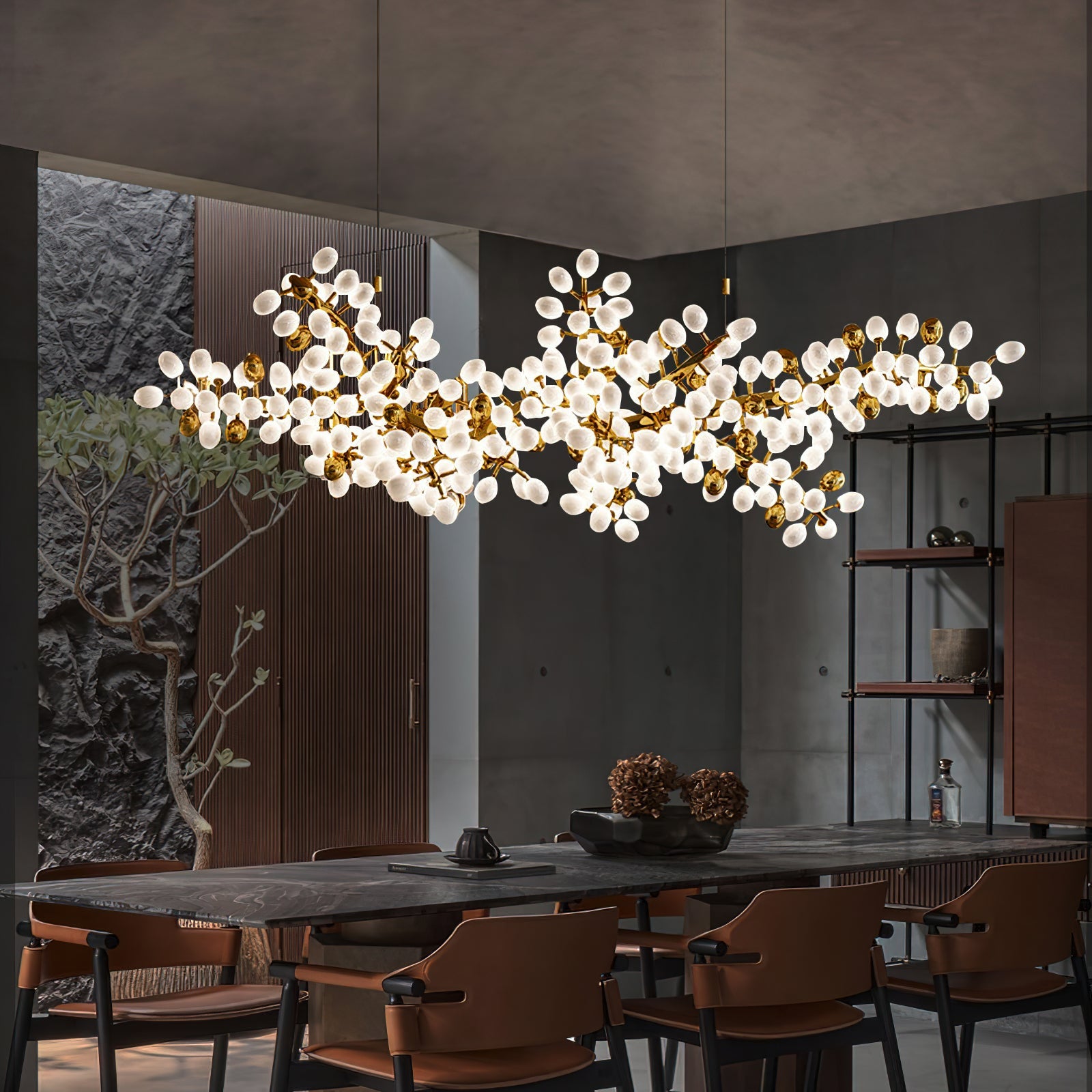 Grape Vine Bunch Chandelier Light Fixture for Dining Room & Rustic Decor