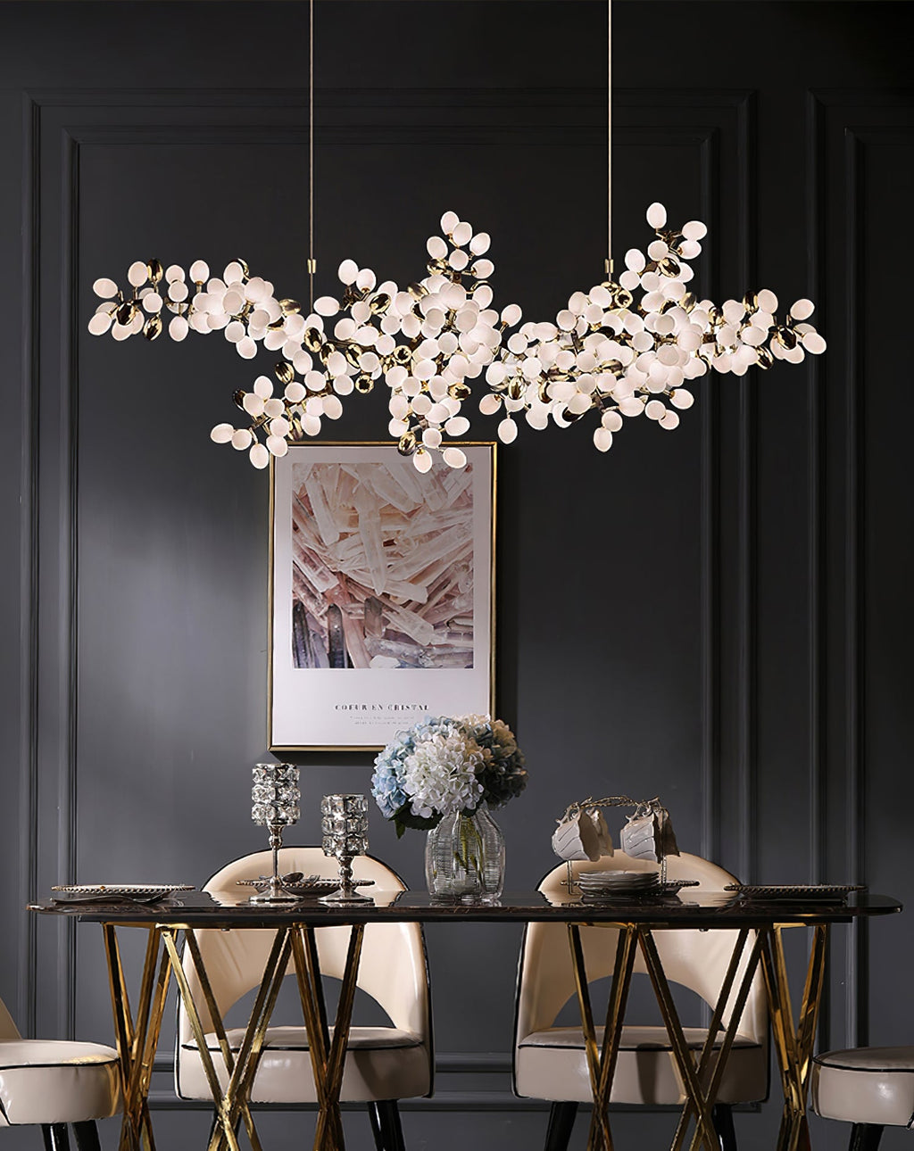 Grape Vine Bunch Chandelier Light Fixture for Dining Room & Rustic Decor