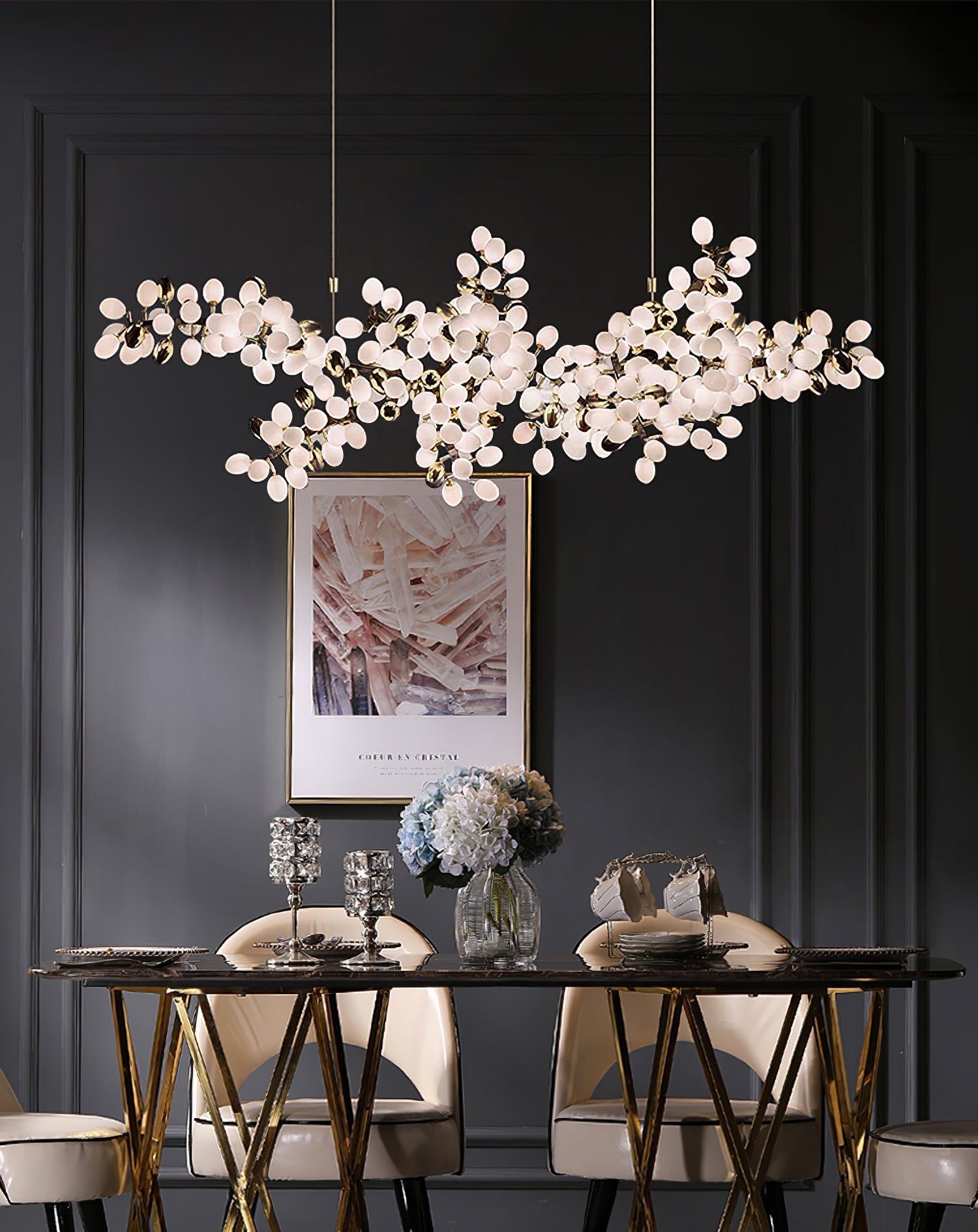 Grape Vine Bunch Chandelier Light Fixture for Dining Room & Rustic Decor