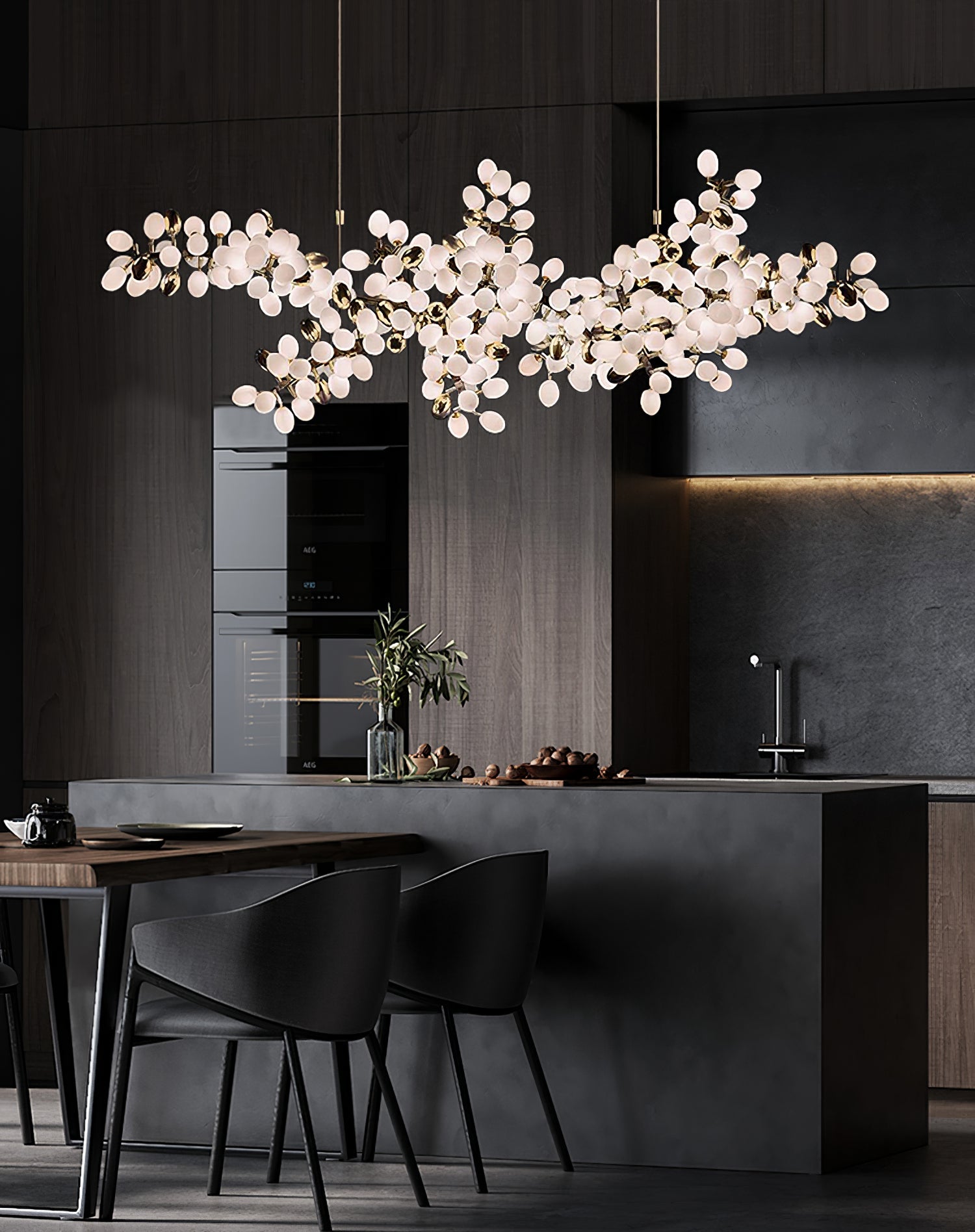 Grape Vine Bunch Chandelier Light Fixture for Dining Room & Rustic Decor