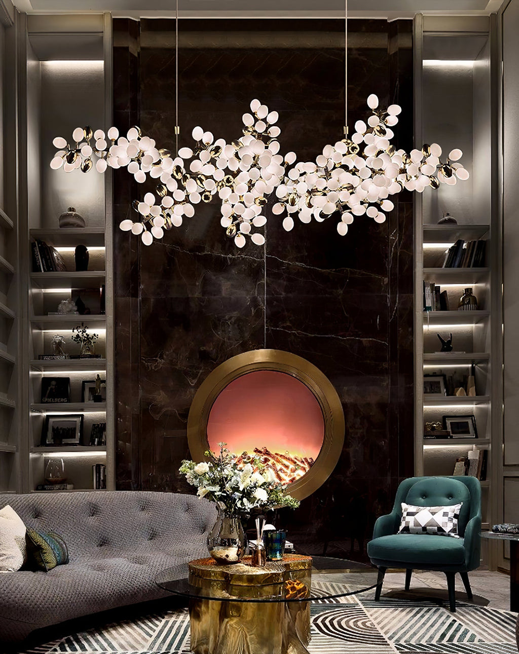 Grape Vine Bunch Chandelier Light Fixture for Dining Room & Rustic Decor