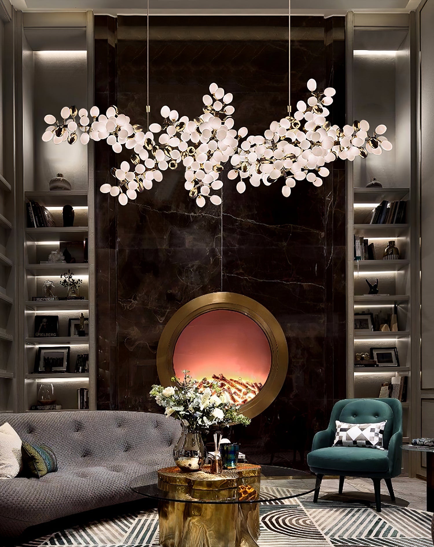 Grape Vine Bunch Chandelier Light Fixture for Dining Room & Rustic Decor