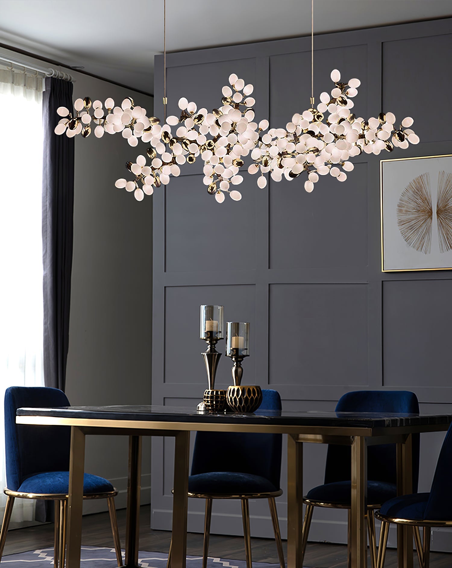 Grape Vine Bunch Chandelier Light Fixture for Dining Room & Rustic Decor