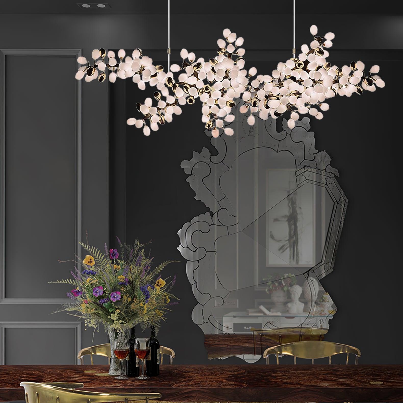 Grape Vine Bunch Chandelier Light Fixture for Dining Room & Rustic Decor