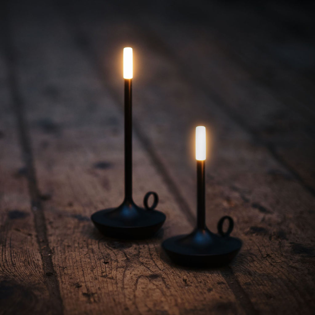 Gray Portable LED Table Lamp with Adjustable Brightness for Indoor and Outdoor Use