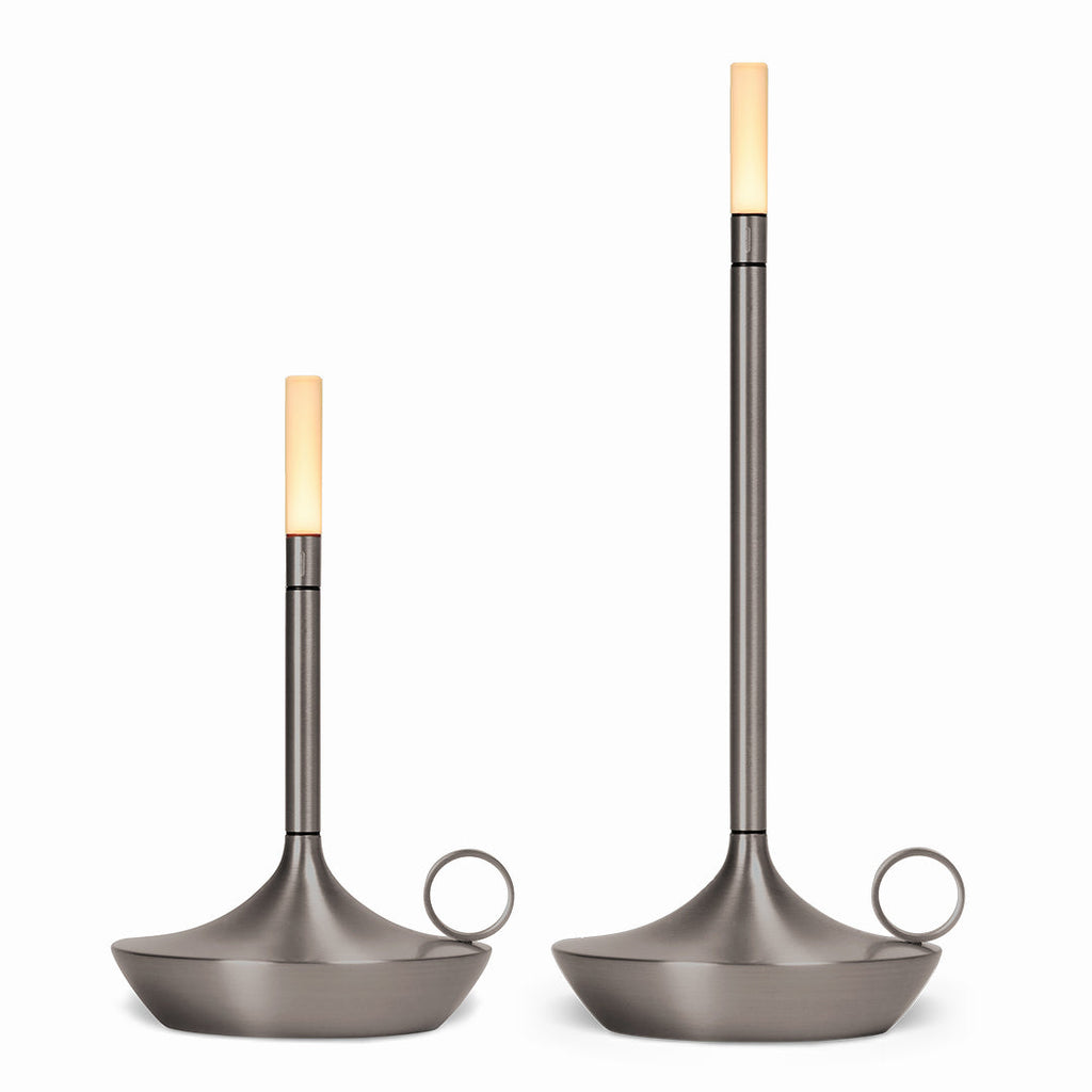 Gray Portable LED Table Lamp with Adjustable Brightness for Indoor and Outdoor Use