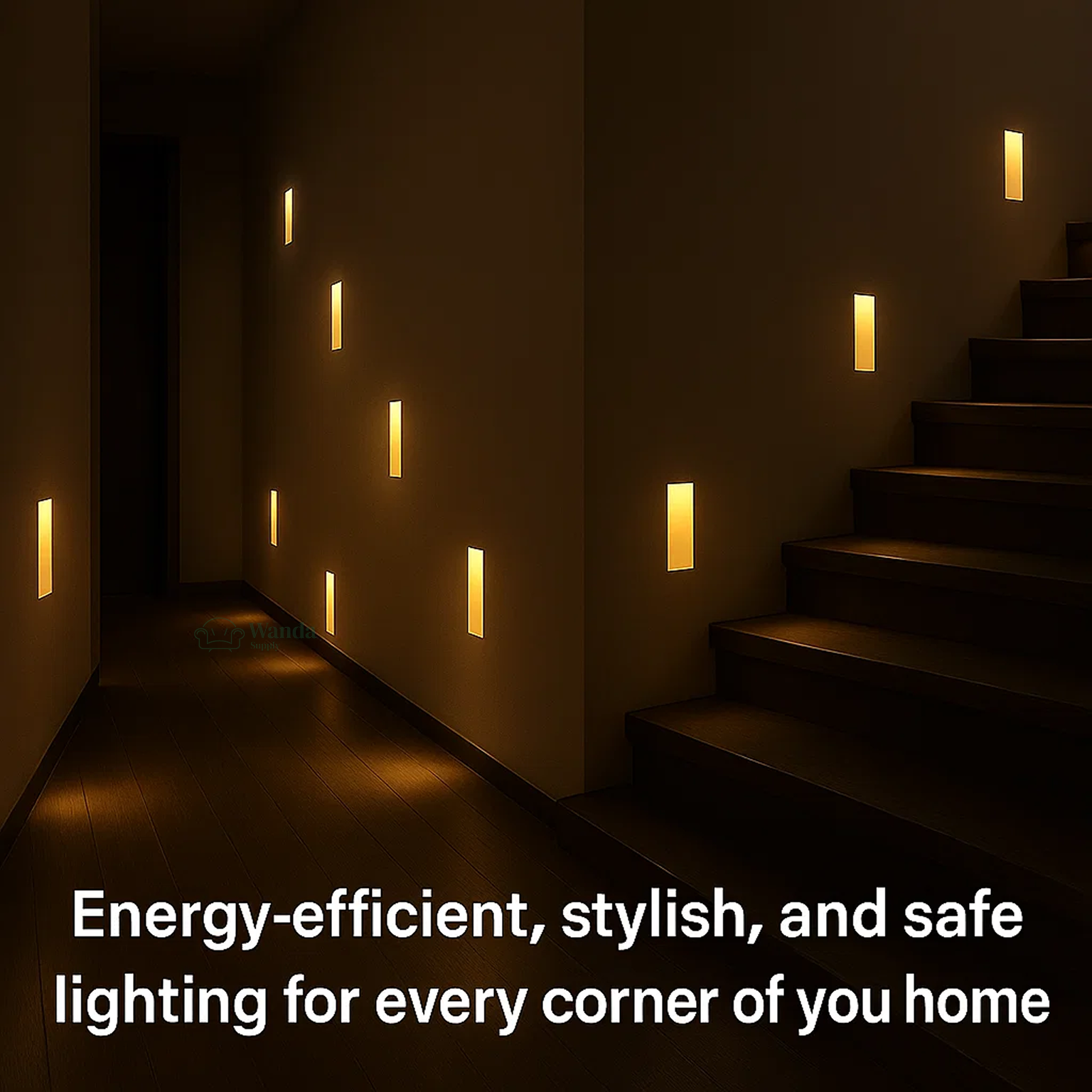 LED Recessed Wall Sconces with Motion Sensor - Minimalist Stairway Lights for Home Lighting & Safety