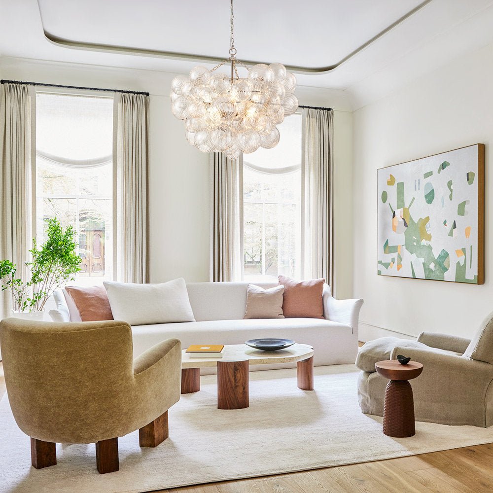 Glass Ball Bubbles Chandelier | Customizable Sizes, Gold Finish & Ideal for Living Room or Dining Area