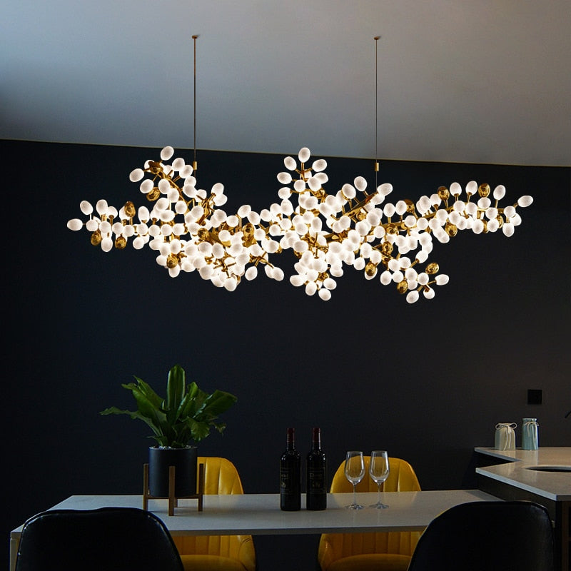 Zygote Luxury Glass Chandelier – French Gold & Copper Frame, Adjustable Modern LED Light for Dining Room & Living Spaces