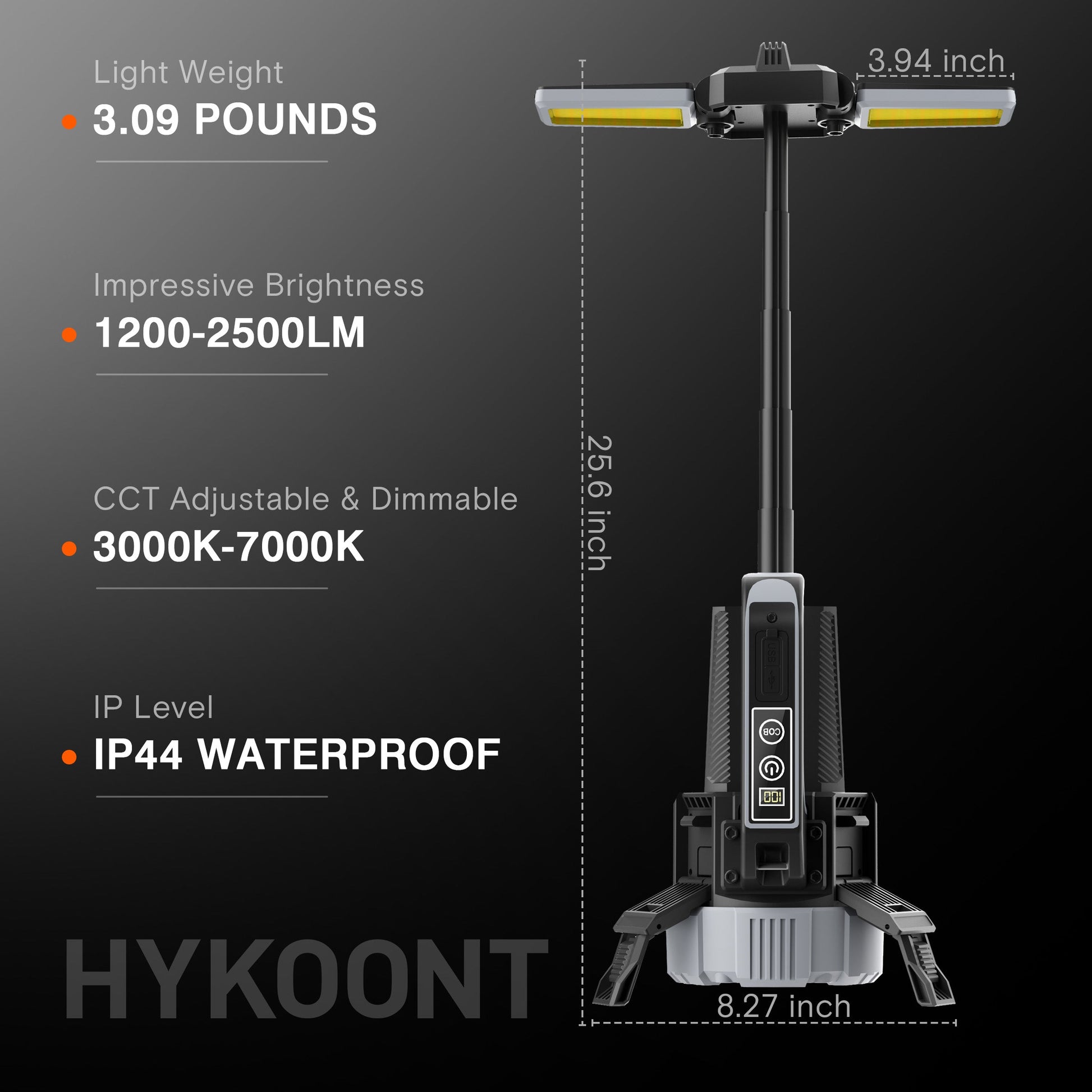 LED Multi-Function Flashlight - Portable, Extendable, Adjustable Brightness & Color Temperature for Outdoor & Emergency Use